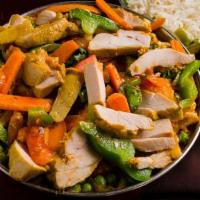 Murgh Jalfrezi · Chicken tossed with onions and bell peppers in a sweet and sour gravy