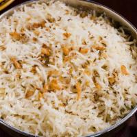 Shahi Jeera Rice · Tempered cumin and clarfied butter.