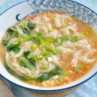Chicken Broth Wonton Soup+ Handmade Noodles 高汤馄饨+（面）+蛋花 · Delicious Chicken Broth Soup with Wonton & Noodles&egg&shirmp.