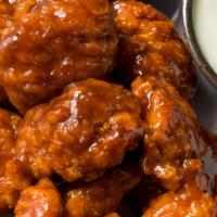 Boneless Wings · Mild, Hot, BBQ, or Lemon Pepper with choice of ranch or blue cheese dressing.