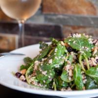 Kale & Quinoa Salad · Kale, quinoa, pine nuts, pecans, peanuts, and dried berries tossed in a sweet berry vinaigre...