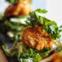 Mini Crab Cakes (3Pc) · Hand made in house mini crab cakes served with kale salad mix and remoulade sauce.
