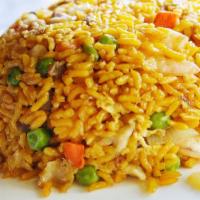 Fried Rice · Peppered chicken or beef with green onion, carrots, green peas, egg & onions. shrimp ($5 upc...
