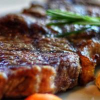 New York Strip (12Oz) · New York strip full of rich flavor with blue sunday's chef special steak sauce on the side.