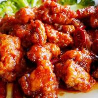 General Tso'S · Hot and spicy. Peppered  chicken or Fried tofu with Steamed broccoli, onion and green bell p...