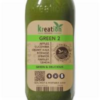 Green 2 · Ingredients:  Apples Cucumber Celery Kale Romaine Spinach Parsley Lemon