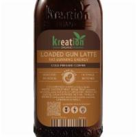 Cold Pressed Loaded Gun · Cold pressed coffee, coconut milk, coconut oil, grass-fed unsalted butter, cacao powder, cin...