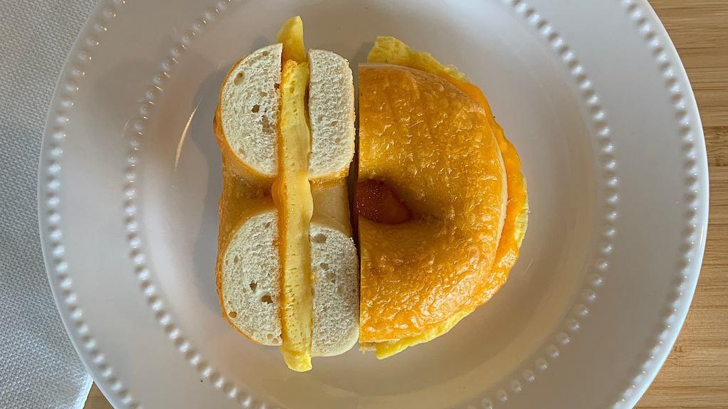 American Eggel · Your choice of bagel, egg omelet + cheddar.