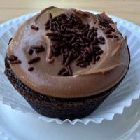 Chocolate Fudge Cupcake (Vegan) · New! Moist chocolate cupcake with a chocolate frosting and chocolate sprinkles (entirely veg...