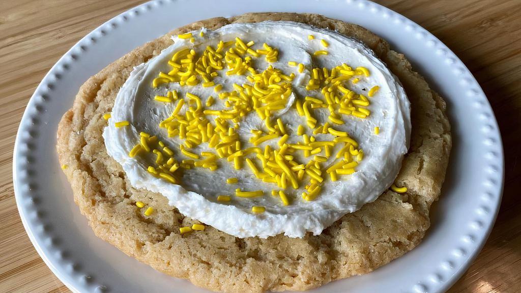 Frosted Lemon Snickerdoodle (V) · Our vegan Snickerdoodle with a vegan lemon cream cheese frosting = tart + YUM.