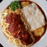 Parmigiana · Fresh veal, breaded with marinara, topped with mozzarella cheese.