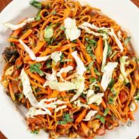 Vegetable Chow Mein · Noodles mixed with vegetables/chicken and spices.
