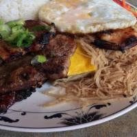Super Rice Plate · Plate w/jasmine rice & house salad short rib, chicken, shrimp, fried egg & egg roll w/house ...