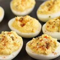 Deviled Eggs (4) · We finally found a breed of hen that lays deviled eggs. Try 'em!