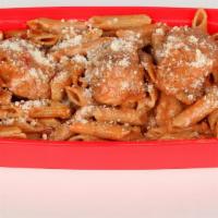 Mp - Penne Romano Pasta · Grilled chicken breast in a wonderful reduced-fat vodka sauce, garnished with a pinch of Par...