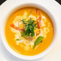 Panang Curry Bowl · Bell peppers, kaffir lime leaf, panang curry paste, and coconut milk served with jasmine rice