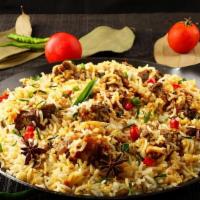 Lamb Biryani · Gluten free. Tender pieces of lamb cooked with basmati rice, yogurt, spices, herbs and flavo...