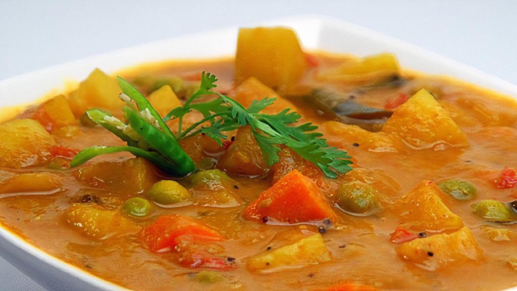 Mix Vegetables Curry · Vegan, gluten free. Mix vegetable cooked in curry sauces. Garlic ginger paste.