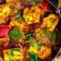 Kadi Paneer · Gluten free. Homemade Indian cheese cooked with onion, bell paper, tomatoes and lots of fres...