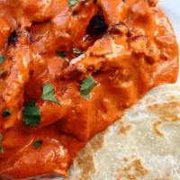 Butter Chicken · Gluten free. Chicken roasted in a clay oven and cooked with our special selection of tomatoe...