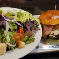 Bacon Bleu Burger · With crispy smoked bacon & bleu cheese crumbles