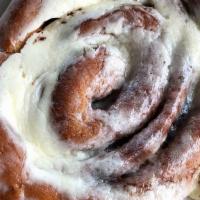 Homemade Cinnamon Roll* · Top menu item. served with cream cheese frosting.