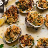 Clams Oreganata Or Casino · Baked and topped with oregano seasoned breadcrumbs or topped with sweet peppers, onion, and ...