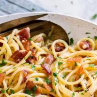 Carbonara · Pasta, eggs, cheese, onions, and pancetta come together in this ultimate Italian favorite. Y...