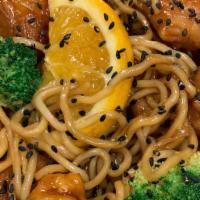Hong Kong Noodle · Orange chicken, egg noodle,broccoli, pan-fried in sweet and sour sauce.