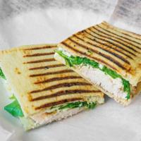 Tuscan Grilled Chicken Panini · Grilled chicken, feta cheese, arugula, top with balsamic glaze