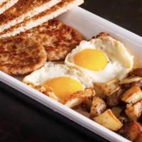 French Toasts Platter · Served with two eggs, choice of meat and breakfast potatoes sautéed with onions and peppers.