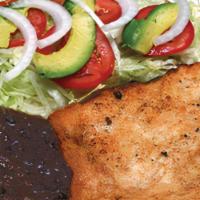  Milanesa De Res O Pollo .  · Breaded boneless chicken breast or beef and pan-fried served with fries, beans and salad or ...
