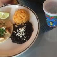 Kids Taco (1) . · One corn soft tortilla with (chicken or asada) meat served with onion, cilantro, rice, beans...