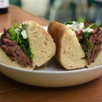 Beef & Blue · Rare Roast Beef, Calabrian aioli, Whipped Blue Cheese, Pickled red onions, Mixed Greens, Sub...