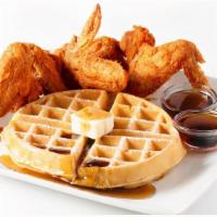 Waffle & 4 Wings · Delicious Belgian Waffle with 4 Chicken Wings.