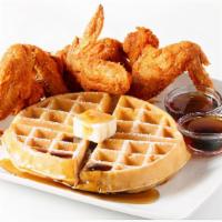 Waffle And 4 Wings · Enjoy a delicious Belgian Waffle and 4 whole wings fried to perfection.