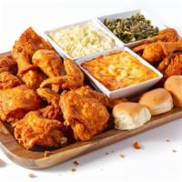 21 Piece Mix Chicken With 4 Sides · Mixture of breasts, thighs, legs and wings. (Substitutions charges extra). 
Add a drink for ...