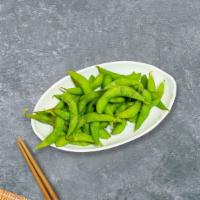 Edifying Edamame · Steamed and lightly salted soybeans.