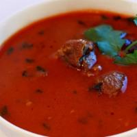 Rasam · South Indian spicy soup. Tamarind, black pepper.