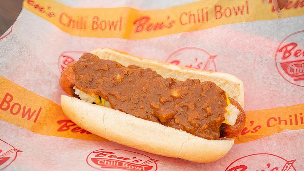Junior Dog · Enjoy our Classic Junior Chili Dog served on a warm steamed bun with your choice of condiments.