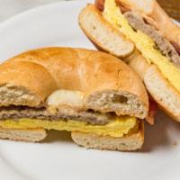 Southwest Sandwich · Egg, Sausage & Bacon, Pepper jack cheese, Chipotle sauce