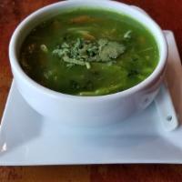 Lemon Coriander Soup · Spicy. Golden mushrooms, carrots, and bean sprout in a lemon flavored broth.