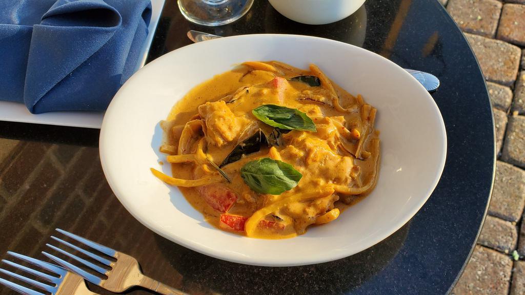 Penang Thai Curry  · With bell pepper, bamboo shoots and onion in  coconut milk based curry - Choose protein of you choice Chicken/Lamb/Fish