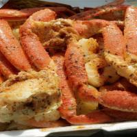 Crab Tray · 2 clusters of snow crab legs, 1 sausage, 1 corn, 1 boiled egg, potatoes.