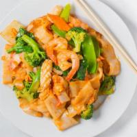 Thai Pad See Ew Noodle · Thai style. Prepared with flat wide rice noodle, Chinese broccoli, onion, peapod, carrot and...