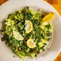 Tabouli Salad · freshly chopped parsley, tomatoes, red onions, fresh lemon juice, olive oil