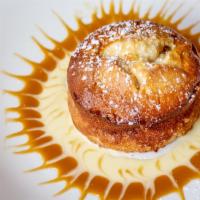 Bourbon Butter Cake · homemade bourbon-infused butter cake with bourbon caramel sauce and crème anglaise.
