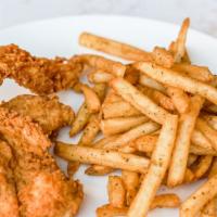 Chicken Tenders · with choice of broccolini, french fries or mashed potatoes.