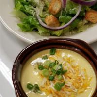 Soup And  Salad Combination · Soup of the day and House garden salad or Caesar salad. Add grilled or fried chicken for an ...