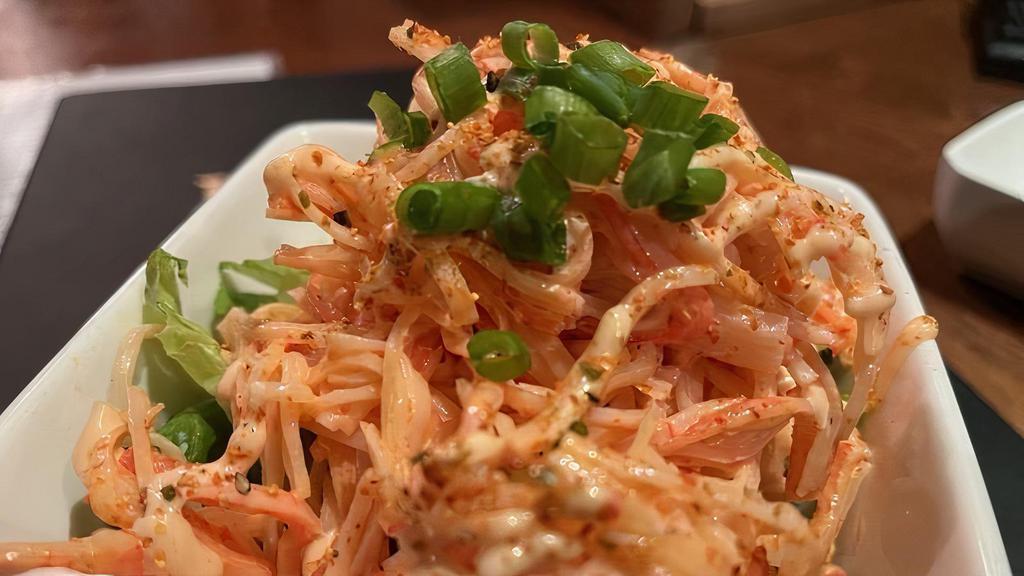 Spicy Crab Salad · Shredded crab, tossed in spicy aioli, served over spring mix.